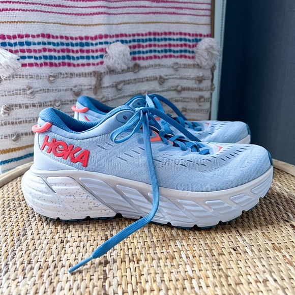 Hoka One One Gaviota 4 Blue Fog a Plein Air Road-Running Sneakers Size 7 Wide - Picture 2 of 8